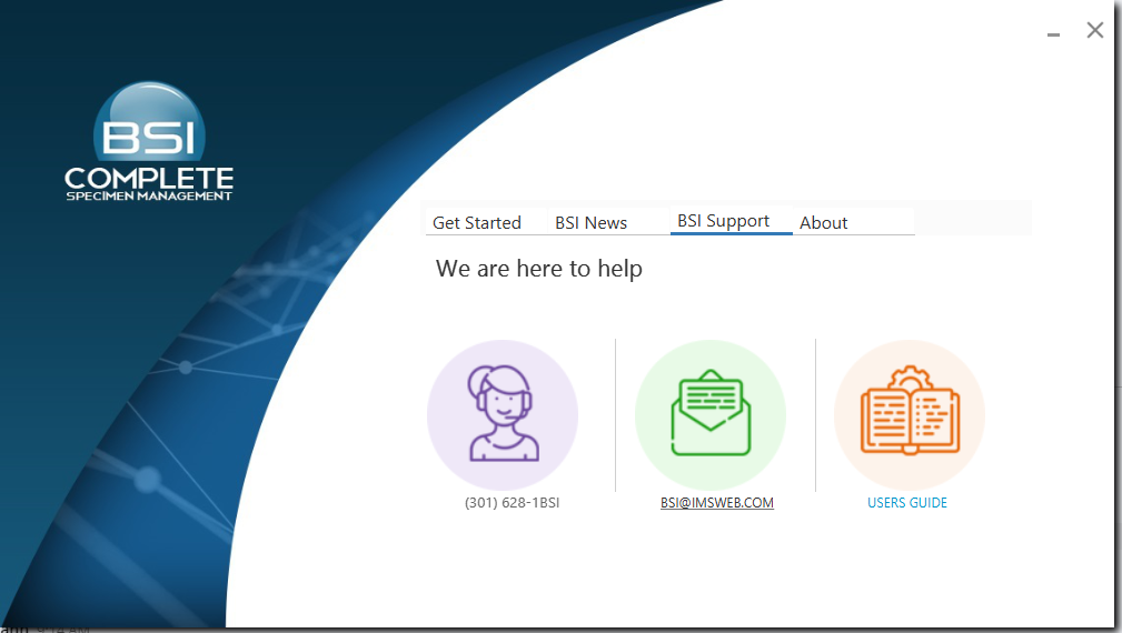 screenshot of BSI Launcher support tab
